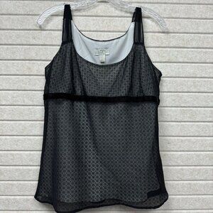LOFT Sheer Tank Top Black Sleeveless Scoop Neck Size 6